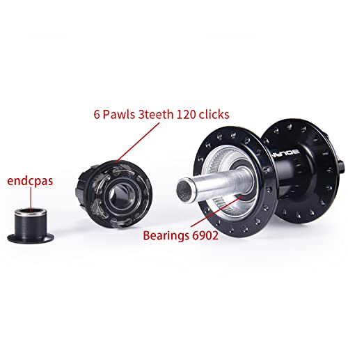 Bolany Bike Thru-Axle Boost Hub With 32Holes Hg System 6Bolts Disc Brake Aluminum Alloy 6Claws Front2 Rear4 Bearings Compatible Mtb Hg Shimano 8/9/10/11Speed (Black) #TOP7