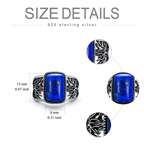 Brthza Lapis Lazuli Ring Tree Of Life Unisex Ring 925 Sterling Sliver Genuine Blue Lapis Lazuli Unisex Ring Tree Of Life Ring For Women Men Boho Ring Vintage Ring Western Ring Jewelry Gifts For Birthday Christmas(7#) #TOP5