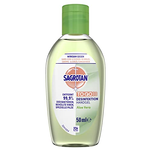 Sagrotan Hand-Desinfektionsgel mit Aloe Vera – Desinfektionsmittel für die Hände in praktischer Reisegröße – 1 x 50 ml