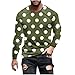 Mens Crew Neck Long Sleeve Tee Shirts Polka Dots T-Shirt Fashion Solid Color Basic Pullover Fall Casual Vintage Tops Green