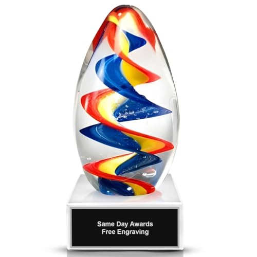 Same Day Awards Candy Cyclone Art Glass Award - Custom Engraved 6
