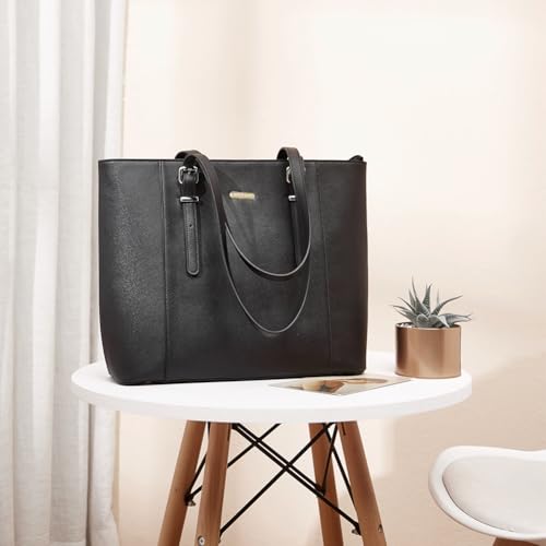 Image of BROMEN Women Briefcase 15.6 inch Laptop Tote Bag Vintage Leather Handbags Shoulder Work Purses