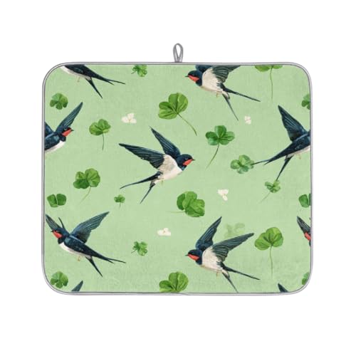 Tapete de secado de platos para encimera de cocina, absorbente, lavable, para escurridor de platos, para escurridores de encimeras, 46 x 41 cm