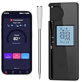Meat Thermometer Digital Wireless with 800ft Range, Bluetooth 5.3 Food Thermometer with Dual-Temperature Probe, LCD Display and App&Case Setting for Grilling Smoking Cooking
