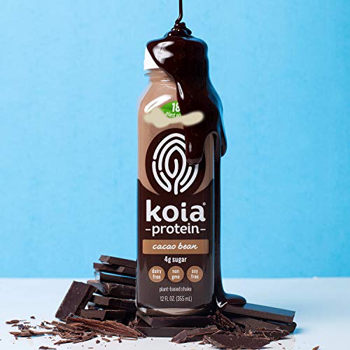 Koia Protein - Ready To Drink Plant Protein Shake (12 Oz) - Cacao Bean - Dairy Free, Gluten Free, Soy Free, Non Gmo, Kosher, Vegan #TOP3