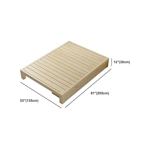 Craftthink Scandinavian Solid Wood Bed Frame, 12" Tall Storage Panel Bed In Natural For Bedroom Boys Girls- Single Bed Size: Full Xl, 53" W X 81" L X 12" H #TOP1