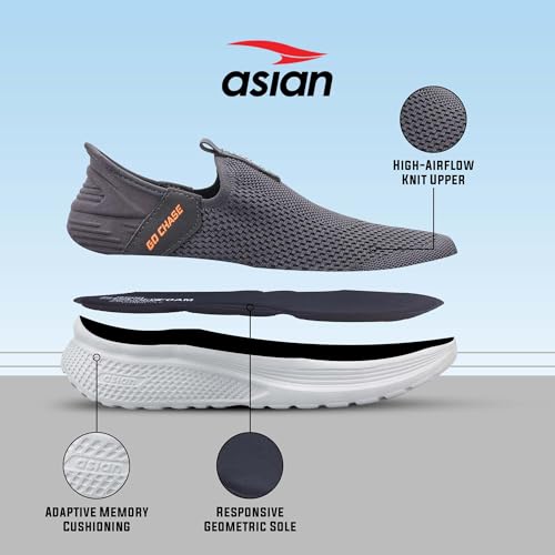 Image of ASIAN Wonderwalk-34 Men's Walking Shoes with Breathable Knit Upper, Ultra-Light EVA Sole, Cushioning Sole & Slip-On Comfort