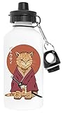 Enigmae Neko Battousai Blanco Botella de Agua Aluminio Deportes Viaje Exterior White Water Bottle Aluminium Sports Travel Outdoor