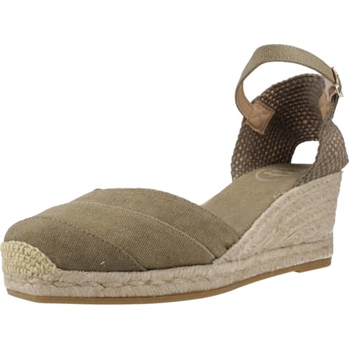 Toni Pons Clarat : espadrilles compensées beige en toile pour femme