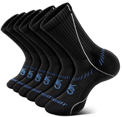 Image of BULLIANT Men 6-Pack Athletic Compression Crew Socks for Running Gym Sports