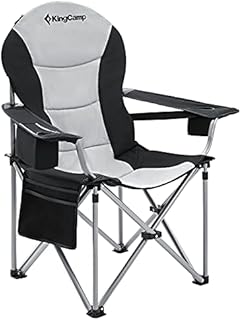 KingCamp XL Heavy Duty Camping Chair for Large People with Lumbar Back Support 350 LBS High Back Camping Chairs for Adults with Cooler Bag and Armrest for Outdoor Garden Picnic