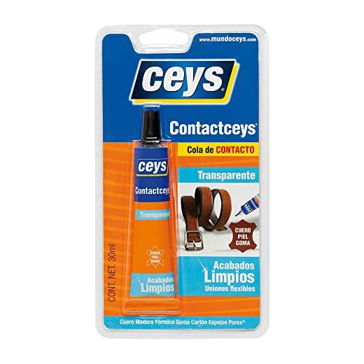 Ceys - Cola de contacto transparente - Acabados limpios - Pegamento para cuero, piel y goma - 30ML