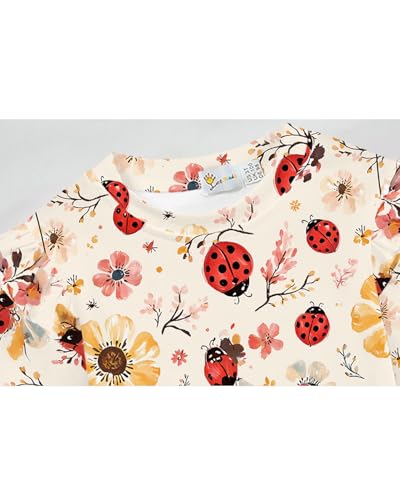 DDSOL Toddler Girl Long Sleeve Shirt Dino Ladybug Butterfly Strawberry Ruffle Long Sleeve Tops for Kids Girl 2-7 Years 6