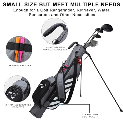Golf Lightweight Stand Carry Bag PRO with Shoulder Straps – Easy to Carry and Durable Pitch n Putt Golf Bag for The Driving Range, Par 3, and Executive Courses Grey