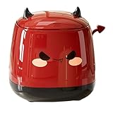 STOBAZA Mini Desktop Trash Can mit Deckel Kompakter Leiser Tischabfalleimer für Büro Schlafzimmer Büro Süßer Roter Platzsparende für Schreibtisch und Arbeitsbereich