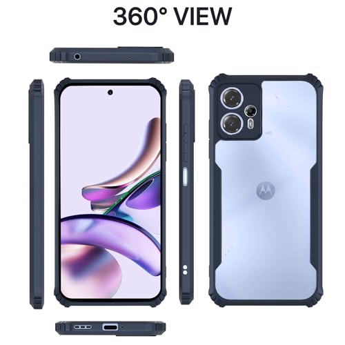 Image of Pikkme Moto G23 Back Cover | Crystal Clear Transparent Back | Ultra Hyrbid | Full Camera Protection | Raised Edge | Bumper Back Case (Blue)