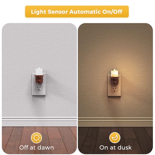 Image of L LOHAS LED Night Light, 2 Pack Flameless Candle Night Light Plug in | Dusk to Dawn Sensor, 0-100LM Dimmable Nightlight, 3000K Soft White, Vintage Decorative Night Lights for Hallway Bathroom
