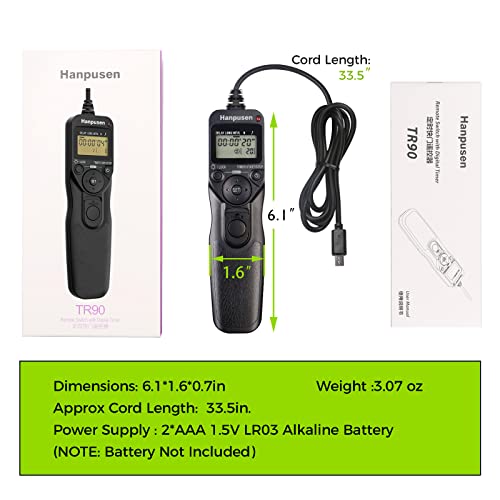 Hanpusen Camera Timer Remote Shutter Release Intervalometer For Sony Ilce-1, 9, 9M2, 7, 7M2, 7M3, 7M3K, 7R, 7Rm2, 7Rm3, 7Rm4, 7S #TOP6
