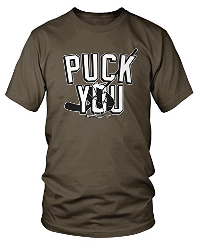 Amdesco Men's Puck You Hockey T-Shirt, Dark Chocolate Large