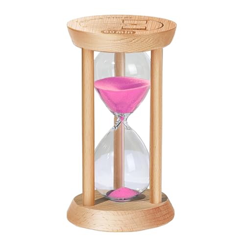 60-Minute Wooden Sand Timer, Pink