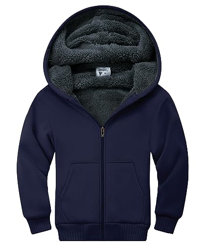 SWISSWELL Unisex Boys Girls Fleece Hoodie Sherpa Lined Jacket Zip Up Hooded Sweatshirt Winter Outerwear for Kids2