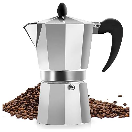 Zulay Kitchen Classic Stovetop Espresso Maker for Great Flavored Strong Espresso, Classic Italian Style 5 Espresso Cup Moka Pot, Makes Delicious Coffee, Easy to Operate & Quick Cleanup Pot