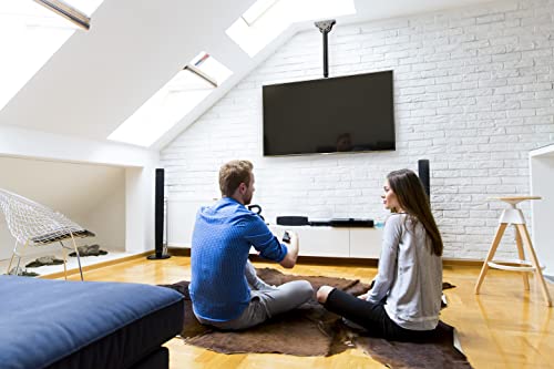 Promounts Ceiling Tv Mount, Hanging Swivel Tv Mount Bracket For Flat/Curved Displays Fits Most 37-80 Inch Lcd Led Oled Tvs, Tv Pole Mount For Flat/Sloped Ceiling, Max Vesa 600X400Mm #TOP4