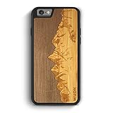 WUDN Wooden Phone Case, Laser Engraved (Sawtooth Mountains | Walnut Sky) Compatible with iPhone 6 or...