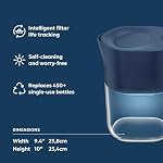 LARQ PureVis 3-in-1 Pitcher d'eau – Purificateur, filtre & Suivi, 8-Cup Pitcher de purification de l'eau avec filtre avancé pour nettoyer & Eau de Crisp – Enlève le chlore, PFAS, Plomb & Plus – Monaco Bleu