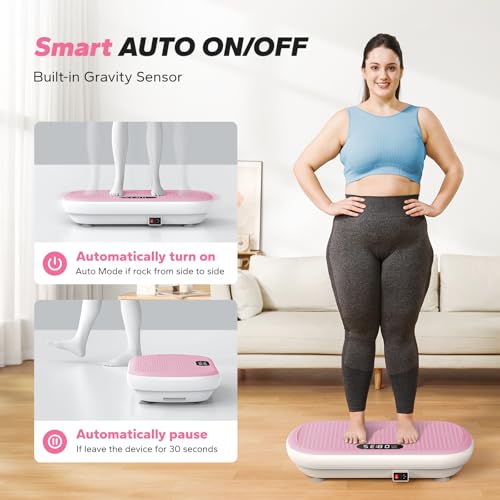 MERACH Vibration Plate Exercise Machine, Vibration Plate 440 Lbs Capacity, Bluetooth and Silicone Pedal, Stimulate Deep Fat, Vibration Plate for Lymphatic Drainage, Vibrating for Weight Loss (Pink) by MERACH - Image 3