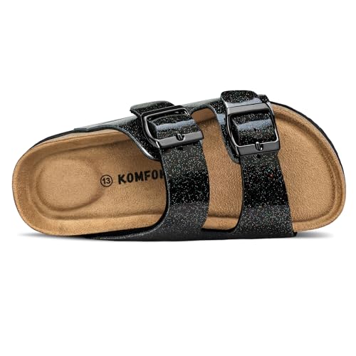 Image of K KomForme Kid Sandals Boy Girl Cork Footbed Slide with Adjustable Strap | Open-toe, Comfort