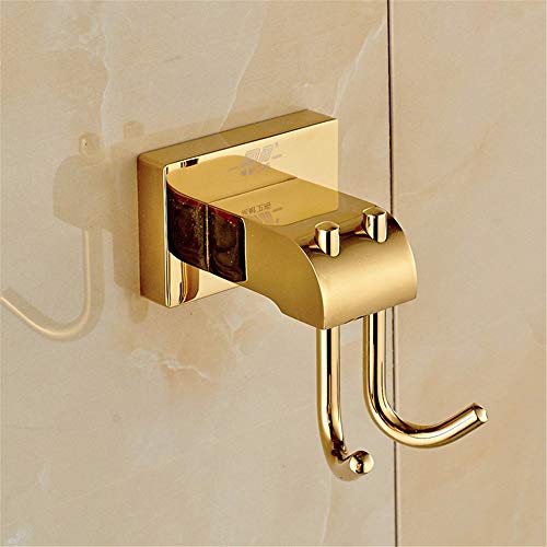 WINCASE Wall Mounted Rustproof Small Exquisite Brass Double Tower Hooks for Bathroom Kitchen Golden Finished
