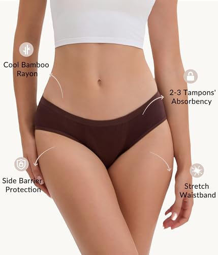Period Underwear for Women, Leak-proof Menstrual Reusable Washable Bikini Panties Multicolor 3 Pack2