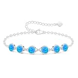 KristLand Women Bracelet Handchain White Gold Plated Bracelet with Beautiful Opal Stone Party Wedding Birthday Gift for Ladies
