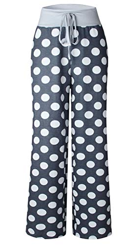 Image of AMiERY Women's Comfy Casual Pajama Pants Floral Print Drawstring Palazzo Lounge Pants Wide Leg