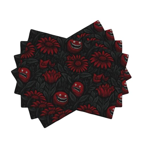 Set de table pour décoration de fête lot de 4 napperons de repas rouges