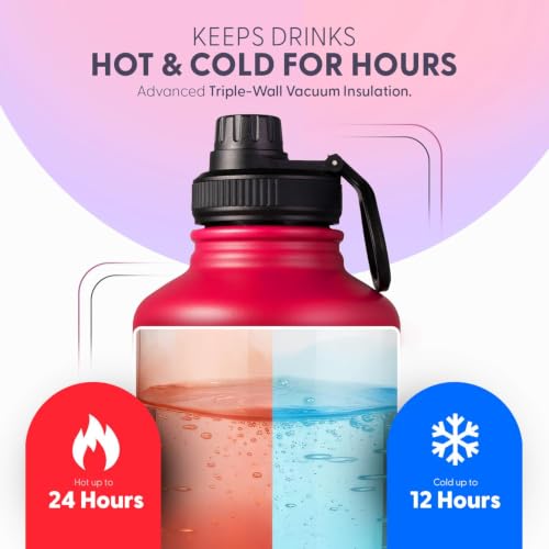 Image of DOCAT Water Bottle 2 Litre, Stainless Steel Sipper Water Bottle, Leak Proof Lid, Rust Proof, 24 Hours Hot and Cold Thermosteel Vacuum Insulated Water Bottle for Travel, Home, Gym, Office