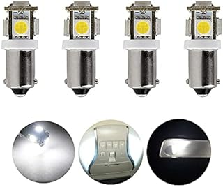 noobibaba BA9s LED Bulb 12V, T4W LED Bulbs 1W 12VDC Daylight White 6000K Car Lights for Dome Light Bulbs Map Lights Side Lights Navigation Lights Dash Lights,, 4-Pack