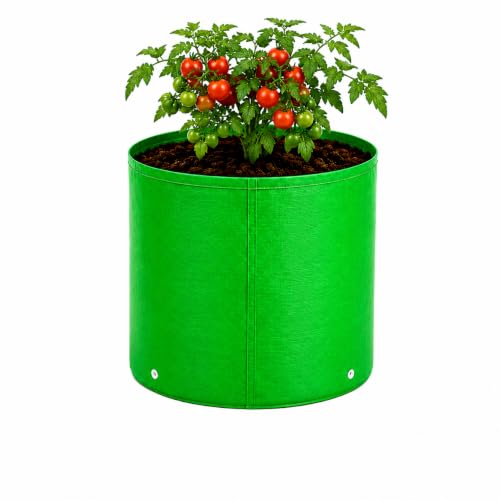 Image of Grow Bags for Terrace Gardening, Premium HDPE Green-Orange Large Planters for Fruit Trees, Vegetables, Flowers & Home Garden Pack of 1(12x12)