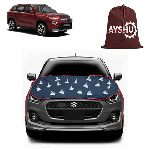 Image of AYSHU Dustproof Car Protection with Spikes for Dogs Compatible with Toyota Urban Cruiser Hyryder | Anti-Scratch Bonnet Guard | Heavy Duty Waterproof & UV Resistant Car Body Cover, Black