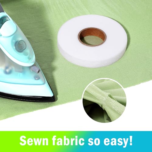 Loyisal Iron On Hemming Tape - 2 Rolls 1.5 cm x 70 Yards Each & 4 Rolls 1.5 cm x 27 Yards Each - Adhesive for Fabric Tape No Sew Hemming Tape for Clothes Pants Dresses Curtains, White & Black