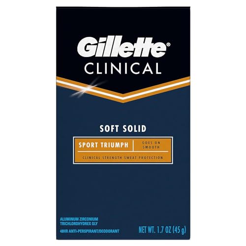 Gillette Clinical Strength Sport Triumph Odor Protection Soft Solid Antiperspirant/Deodorant 1.7 Ounce (Pack of 2)