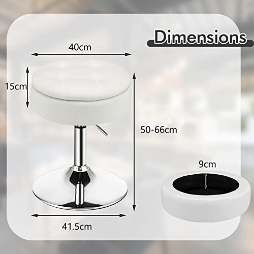 image for Giantex Vanity Stool with Storage, 360° Swivel PU Leather Vanity Chai