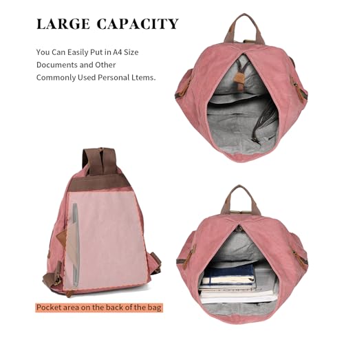 Image of KL928 Canvas Vintage Backpack - Large Casual Daypack Outdoor Travel Rucksack Hiking Backpacks for Men Women