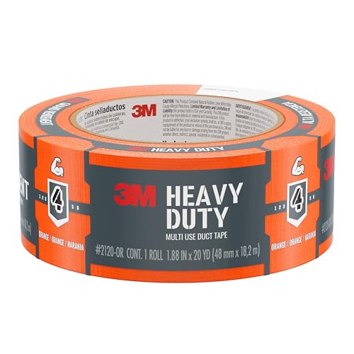 3M Multi-Use Colored Duct Tape, Orange with Strong Adhesive and Water-Resistant Backing, Multi-Surface 3M Duct Tape for Indoor and Outdoor Use, 1.88 Inches x 20 Yards, 1 Roll (3920-OR)