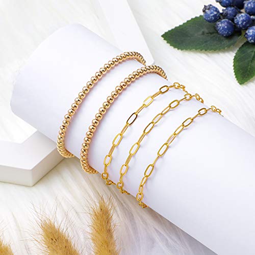 30 Feet Paperclip Link Chain Gold Chain Oval Link Chain And 400 Pieces 6 Mm Gold Round Bead With 20 Pieces Lobster Clasps, 200 Pieces Jump Rings For Diy Necklace Bracelet Choker Jewelry Making #TOP2