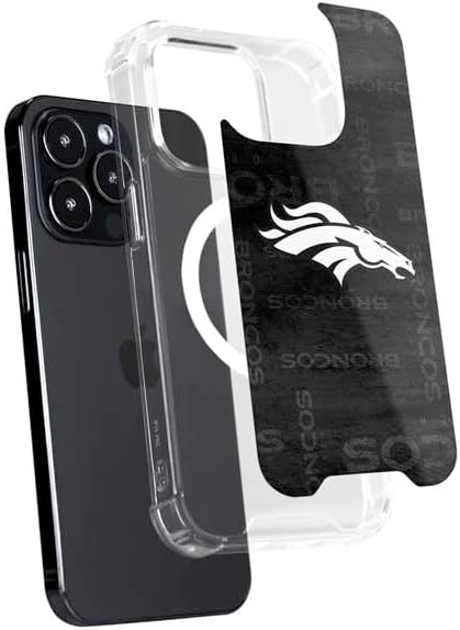 Skinit Phone Case Compatible with MagSafe iPhone 14 Pro - Officially Licensed NFL Denver Broncos Black & White Design