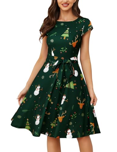 Image of Dressystar Women's Vintage 1950s A Line Cap Sleeve Cocktail Party Dress
