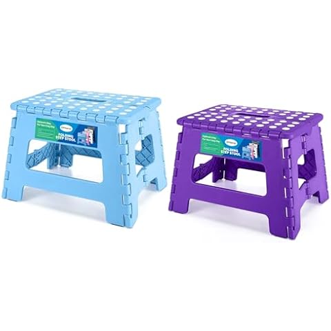 Dyforce Folding Step Stool 9", Kids Step Stool, Light-Weight Toddler Step Stool for Kitchen, Bathroom, Holds Up to 300 lbs (Blue&Purple) Cover
