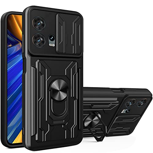 CCSmall for Motorola Edge 30 Fusion (Not Edge 30) Case Sliding Window Case with Card Holders, Cover with Slide Camera Protection Built-in Magnetic Kickstand Case for Motorola Edge 30 Fusion LJK Black